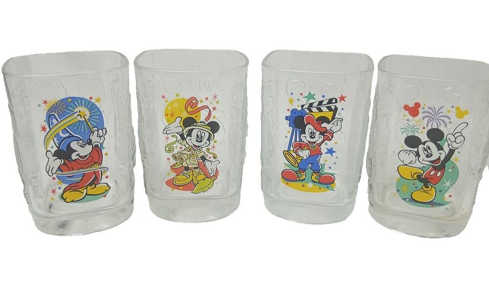 2000 Disney World McDonalds Glasses Set of 4 Millennium Celebration Mickey